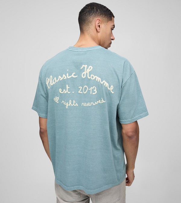 Washed Puff Printed Oversized T-Shirt