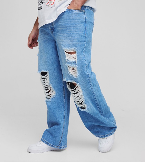 Plus & Tall Ripped Rigid Relaxed Fit Jeans