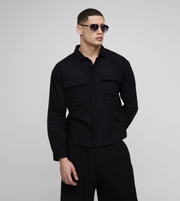 Linen Long Sleeves Cargo Shirt