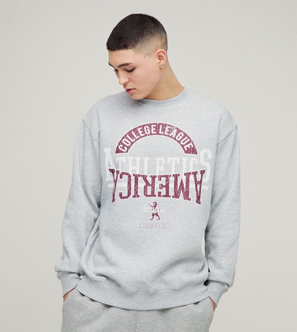Varsity Print Long Sleeves Oversized Sweatshirt
