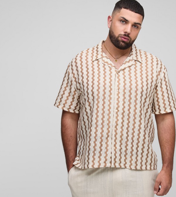 Plus & Tall Patterned Revere Collar Shirt