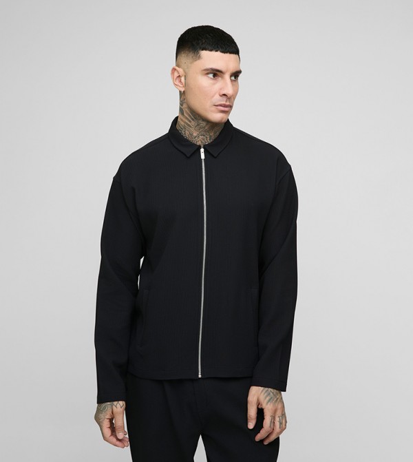 Tall Pleated Zip Up Oversized Shirt