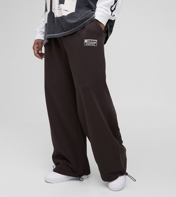 Plus & Tall Wide Leg Tie Cuff Double Waistband Sweatpants