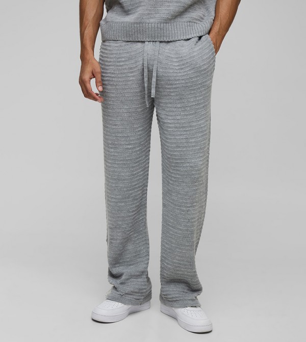 Textured Drawstring Waist Sweatpants