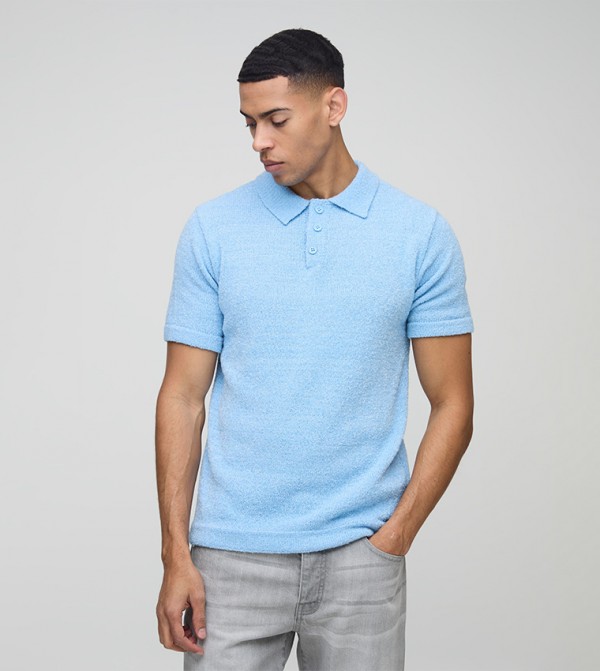 Regular Fit Knitted Boucle Polo T-Shirt