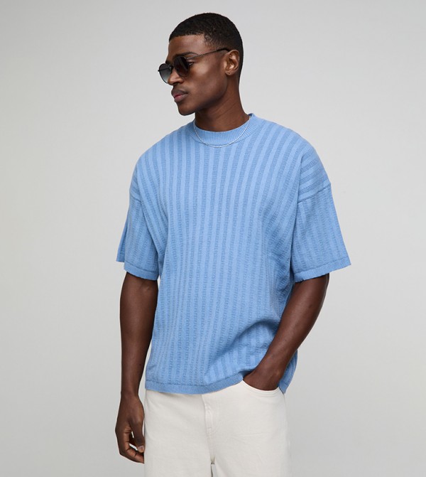 Oversized Extended Neck Ribbed T-Shirt