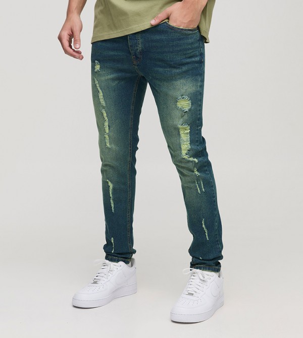 Ripped Washed Vintage Skinny Fit Jeans