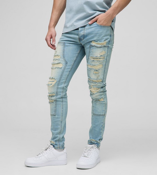 Stretch Carpenter Ripped Skinny Fit Jeans