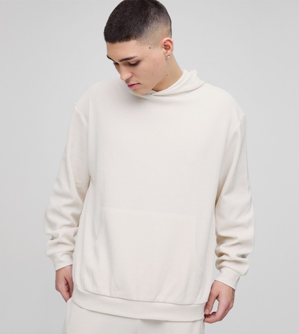 Embroidered Waffle Oversized Hoodie