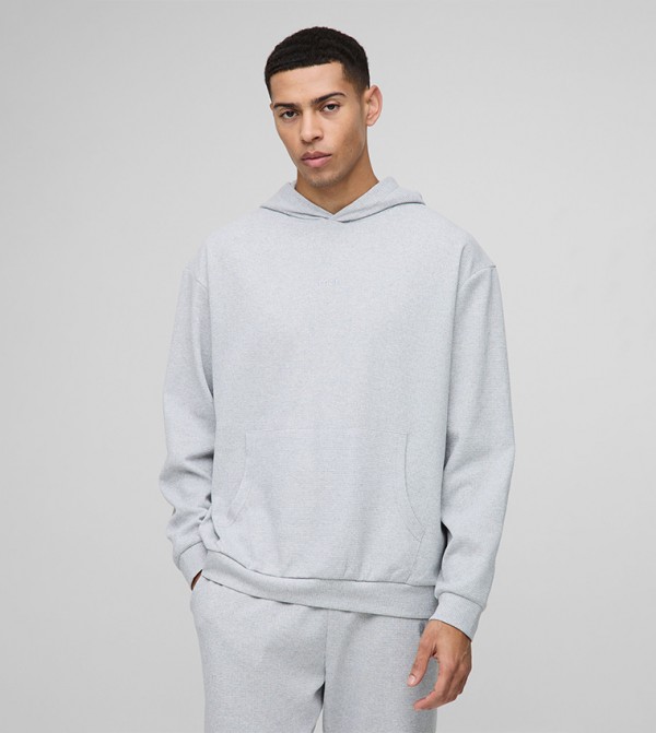 Embroidered Waffle Oversized Hoodie