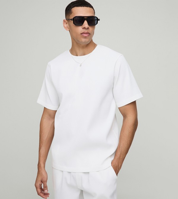 Ribbed Short Sleeves Regular Fit T-Shirt
