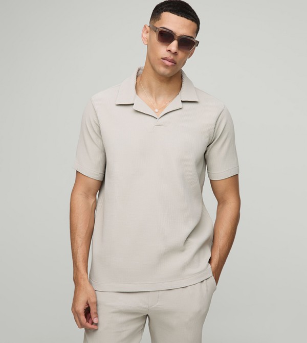 Ribbed Regular Fit Short Sleeves Polo T-Shirt
