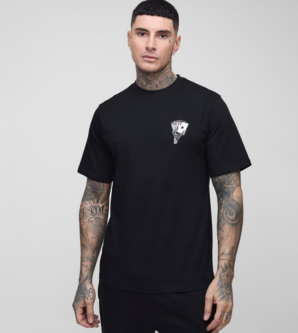 Plus & Tall Skeleton Hand Embroidered T-Shirt