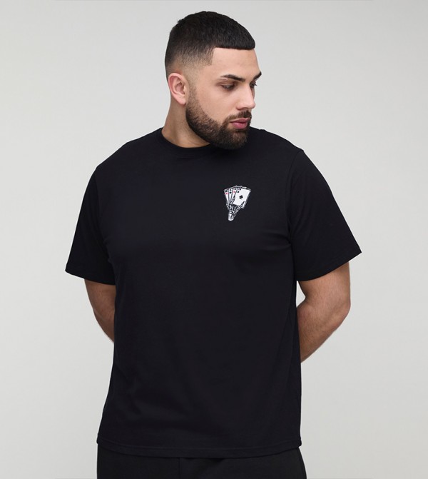 Plus & Tall Skeleton Hand Embroidered Regular Fit T-Shirt