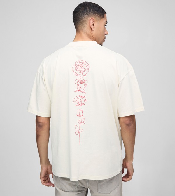 Floral Back Printed Oversized T-Shirt