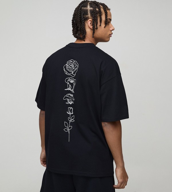 Floral Back Printed Oversized T-Shirt