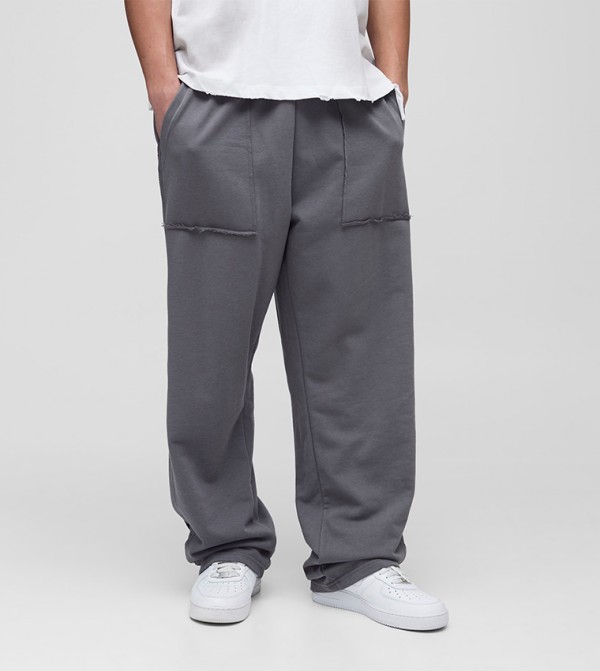 Plus & Tall Raw Seam Pocket Detail Oversized Sweatpants