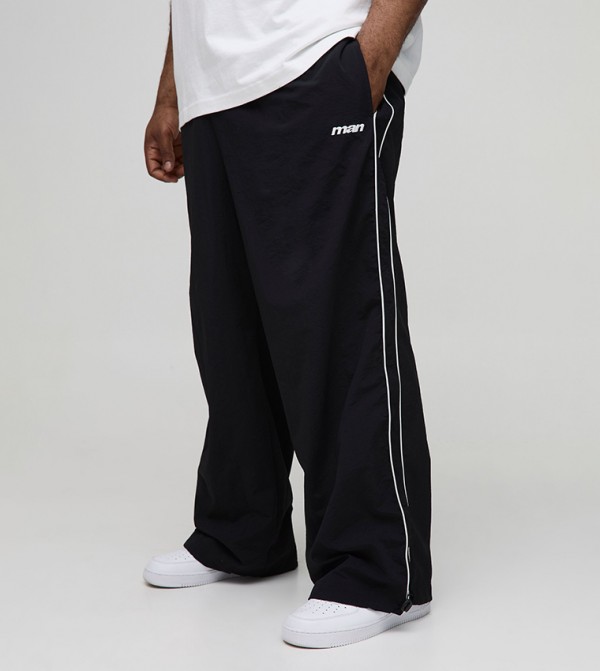 Embroidered Mid Rise Parachute Trousers