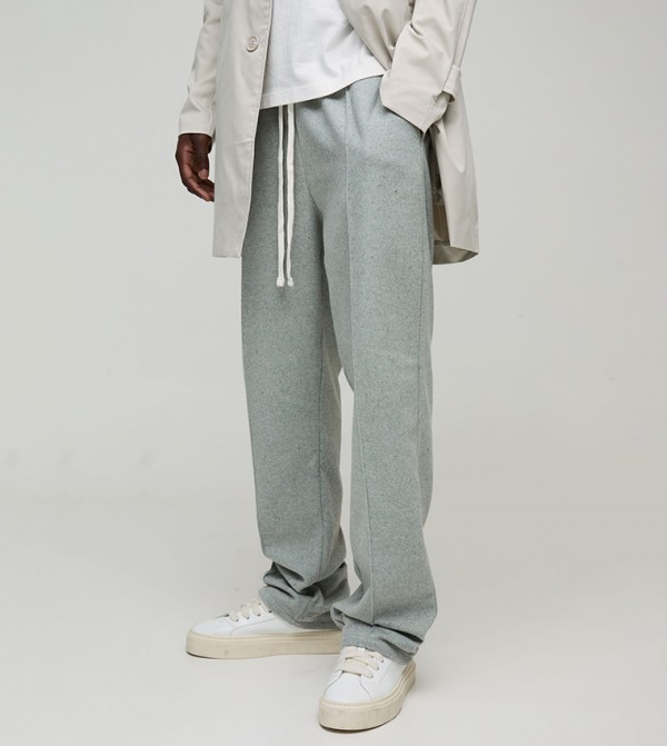 Drawstring Waist Wool Look Trousers