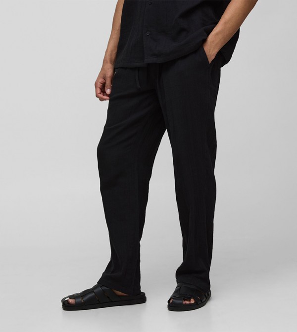 Straight Leg Elasticated Waist Cheesecloth Trouser