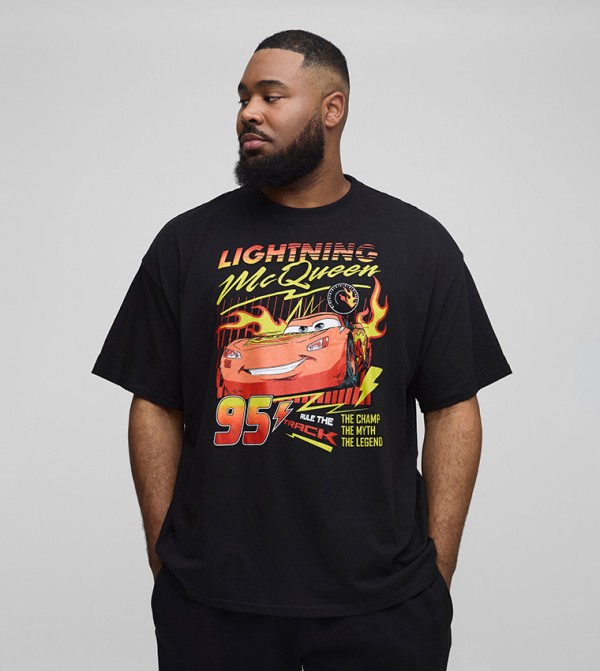 Plus & Tall Pixar Cars Lightning License Oversized T-Shirt