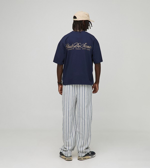 Striped Elasticated Waist Relaxed Fit Trouser