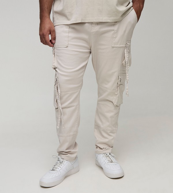 Mid Rise Strap Detail Cargo Trousers