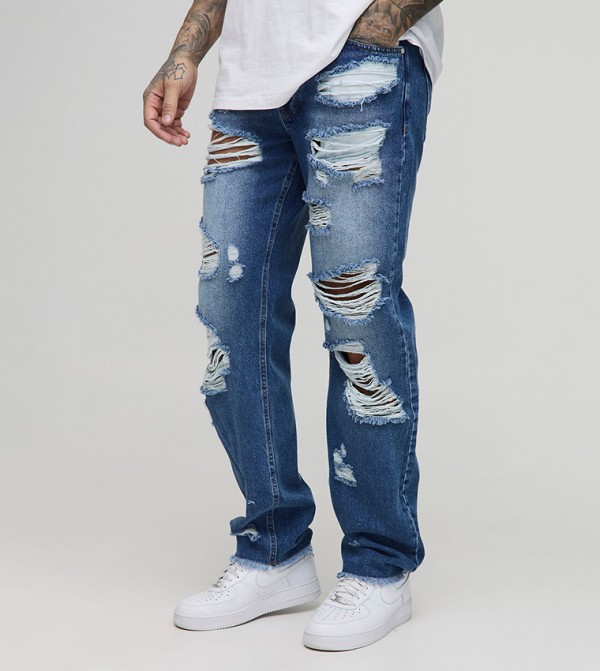 Tall Multi Distressed Straight Fit Jeans