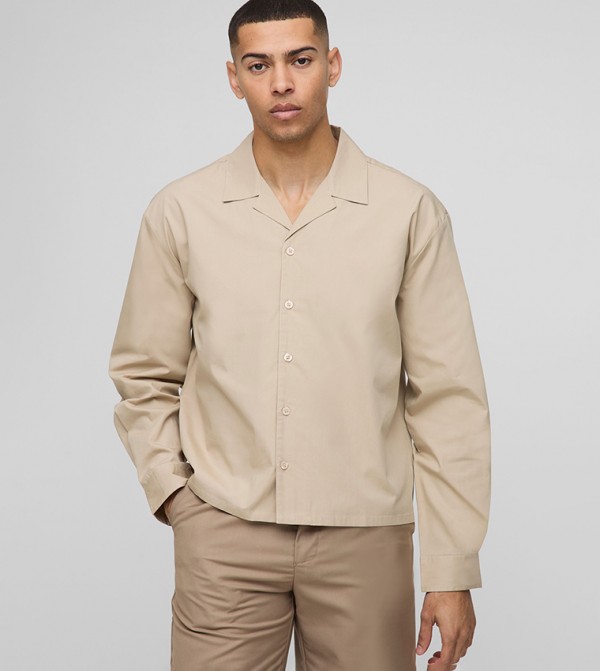 Boxy Dropped Revere Poplin Oversized Shirt