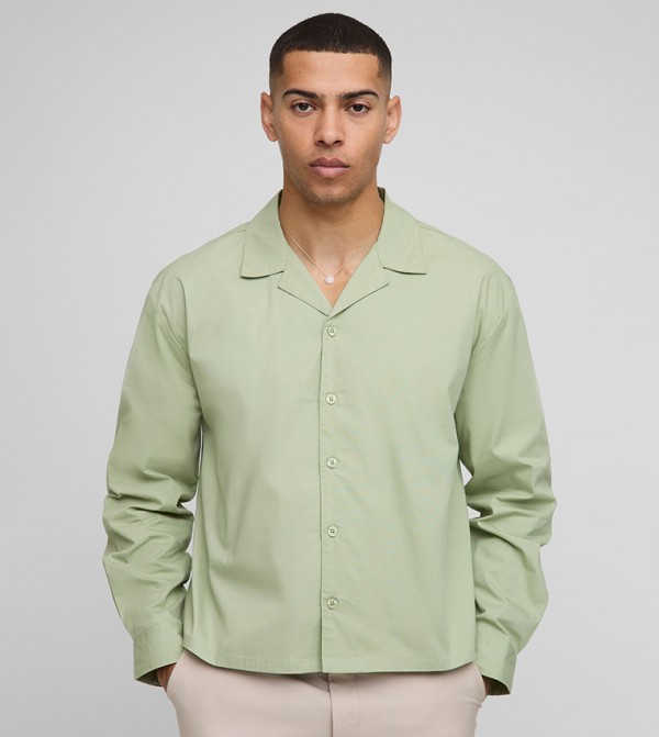 Boxy Dropped Revere Peached Poplin Oversized Shirt