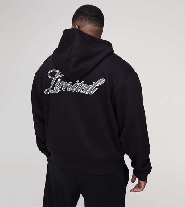 Limited Embroidered Zip-Through Oversized Hooded Jacket