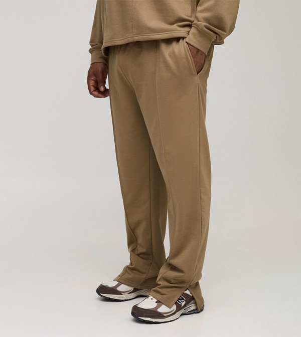 Tonal Embroidered Split Hem Sweatpants