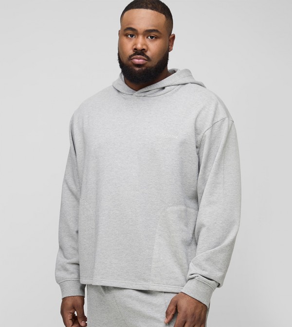 Tonal Embroidered Welt Pocked Oversized Hoodie