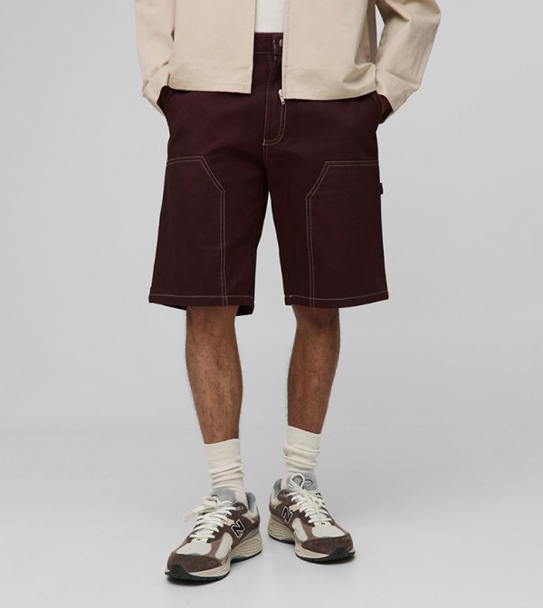Relaxed Fit Contrast Stitch Carpenter Shorts