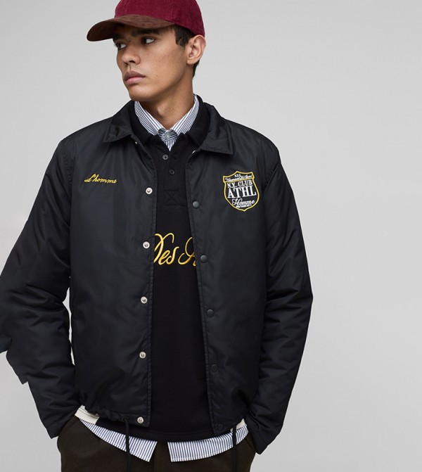 Padded Nylon Varsity Coach Jacket