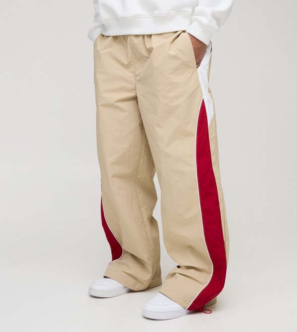 Color Block Mid Rise Parachute Pants