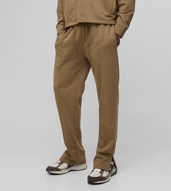 Tonal Embroidered Split Hem Sweatpants