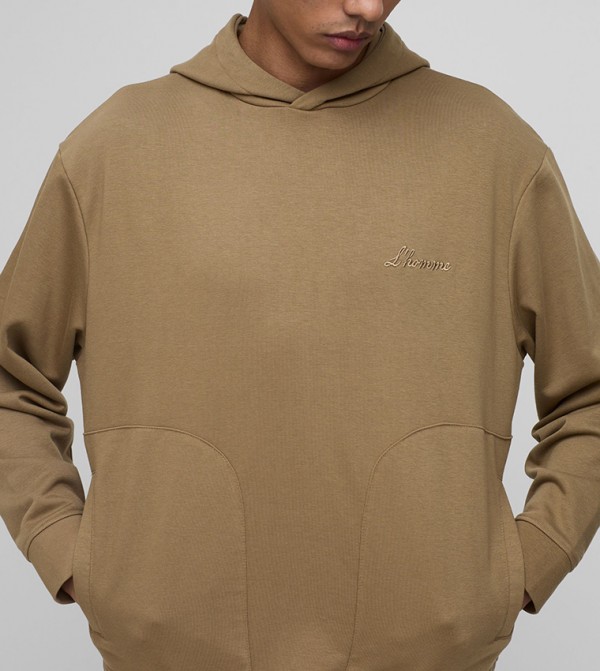 Tonal Embroidered Welt Pocked Hoodie