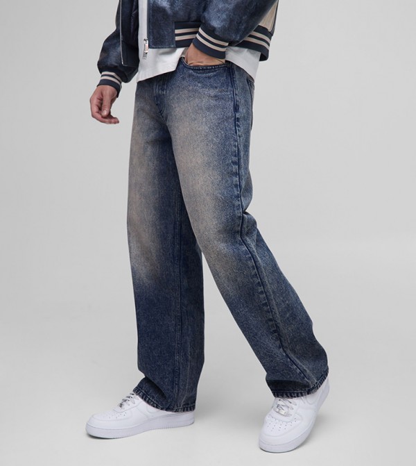 Extreme Rigid Antique Tinted Washed Baggy Jeans