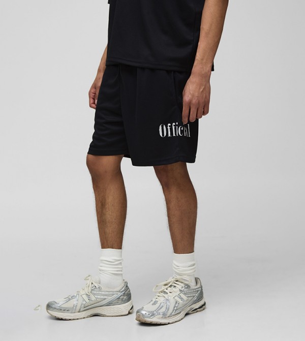 Relaxed Official Lace Applique Mesh Shorts