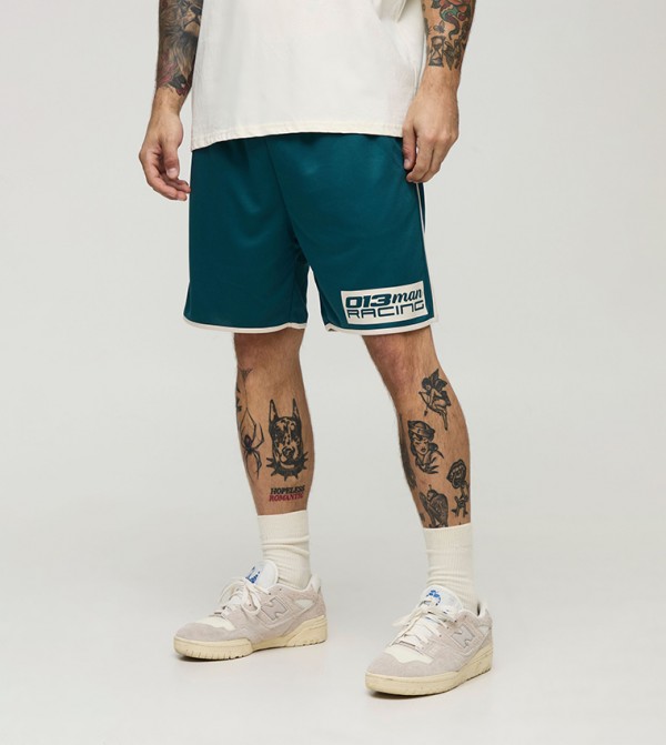 Dropped Crotch Mesh Oversized Shorts