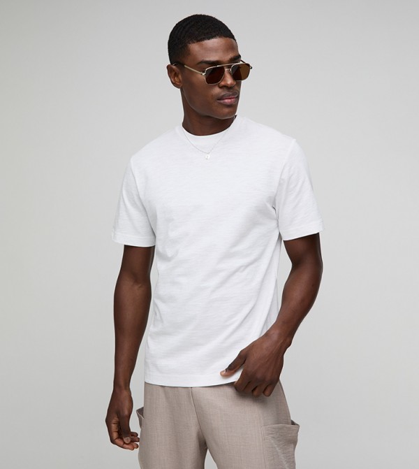 Solid Slub Crew Neck T-Shirt