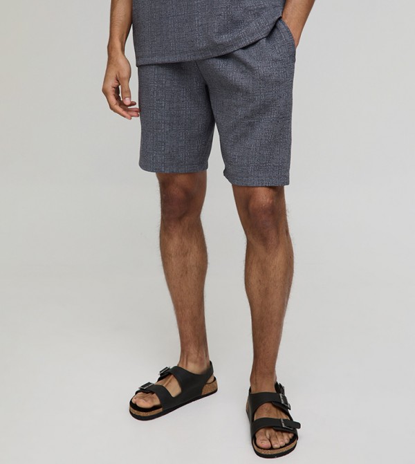 Relaxed Textured Striped Shorts