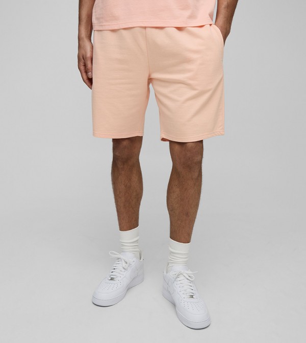 Drawstring Waist Relaxed Fit Mid Length Shorts