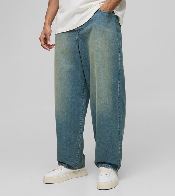 Belted Antique Tinted Rope Balloon Fit Jeans