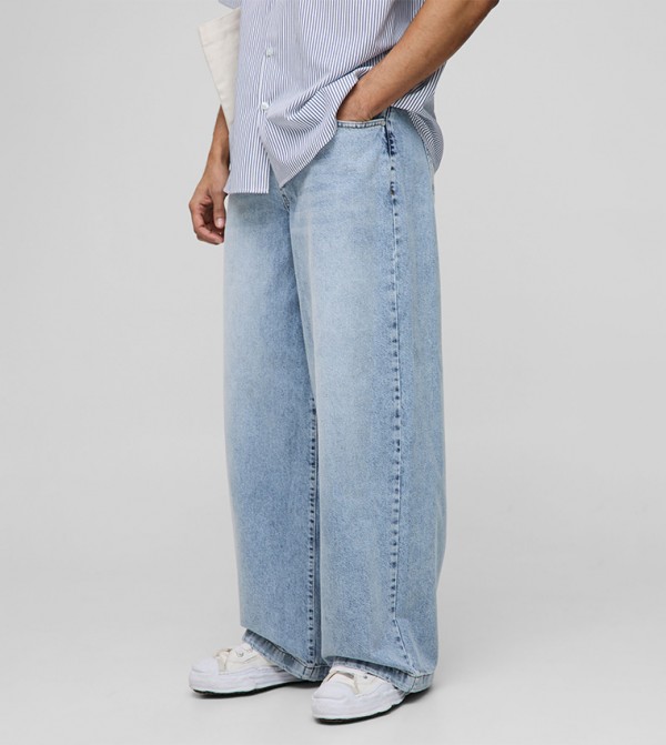 Washed Parachute Baggy Fit Jeans