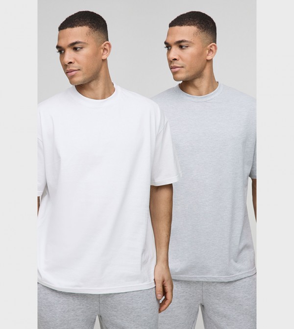 2 Pack Oversized Heavyweight Crew Neck T-Shirts