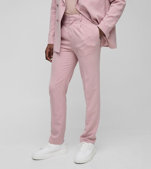 Pleated Front Straight Fit Formal Trousers