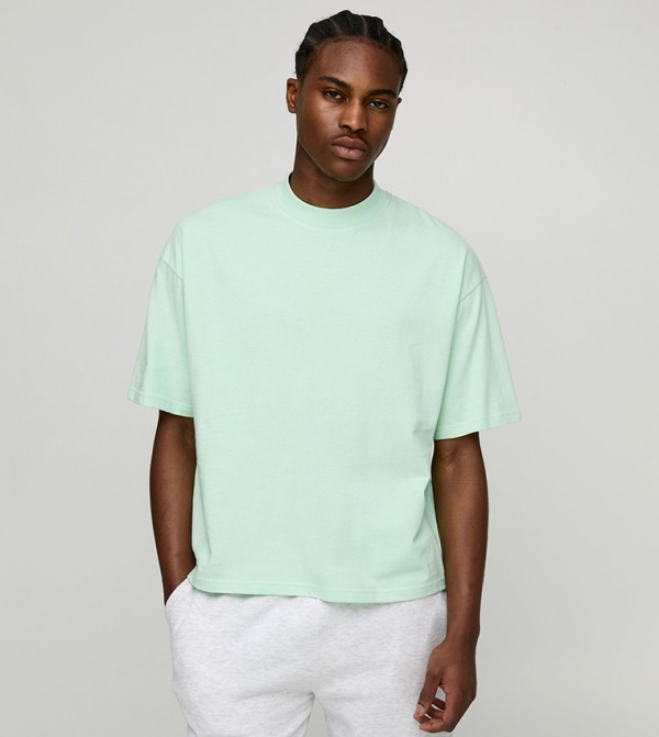 Solid Extended Neck Oversized T-Shirt