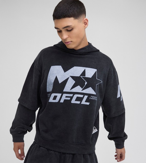 Printed Long Sleeves Oversized Hoodie